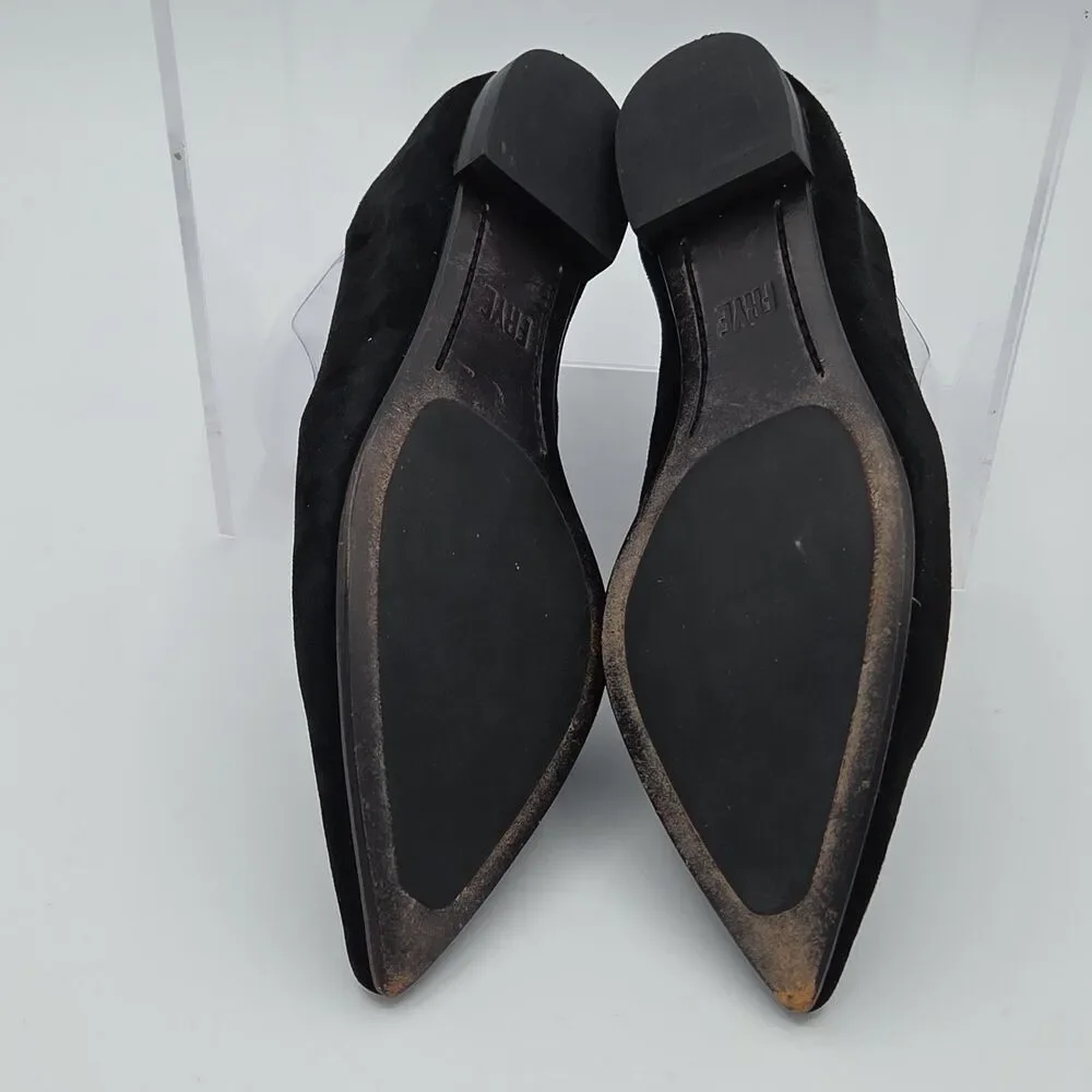 Frye Sienna Pointed Toe Ballet Flats Black Suede Womens Shoes Size 6 Slip On